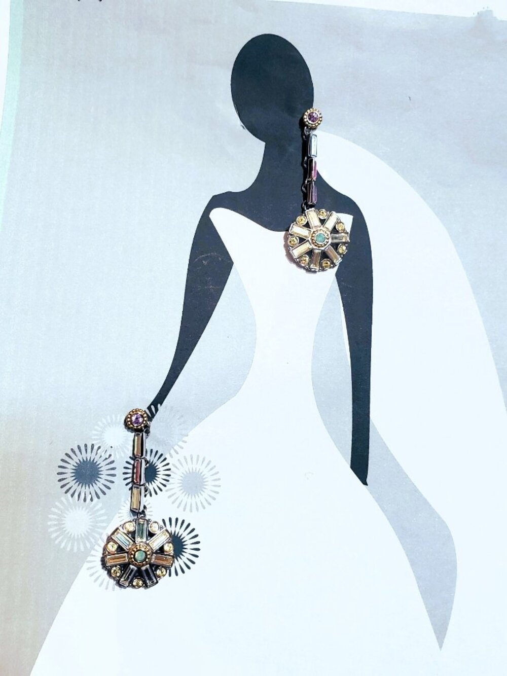 RARE Swarovski "Regency" Crystal Drop Earrings | Iridescent Floral Motif |NWOT